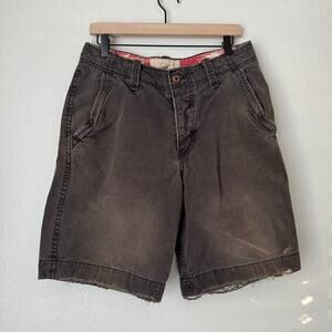 Vintage Hollister Mens Brown Cargo Short Thrashed Fade 100% Cotton Beach Size 30